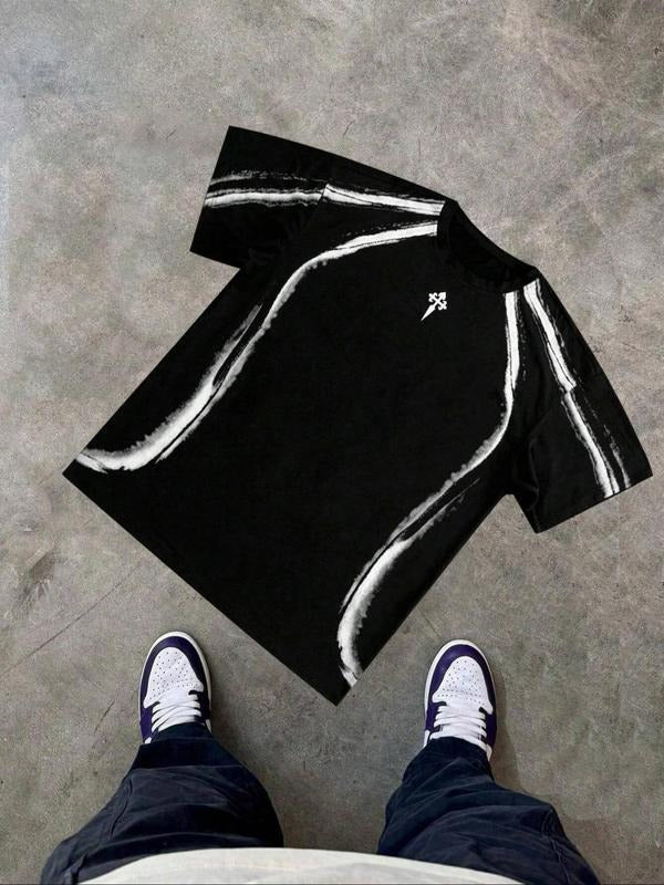 Men's Regular Fit Abstract Print Short Sleeve Graphic Tee, Casual Comfy Round Neck T-shirt for Daily Wear, Men's Top for...