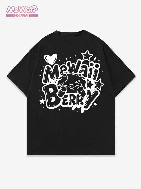 Men's Regular Fit Mewaii Berry Print Round Neck Graphic Tee, Casual Short Sleeve T-Shirt for Daily Wear, Men's Top for...