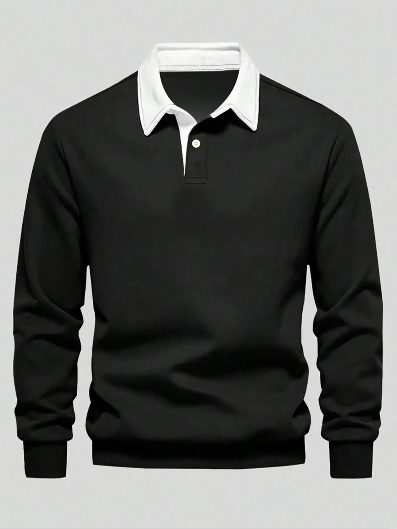 Men's Regular Fit Polo Collar Sweatshirt, Casual Long Sleeve Button Top for Fall & Winter, Men's Clothes for Daily Wear...