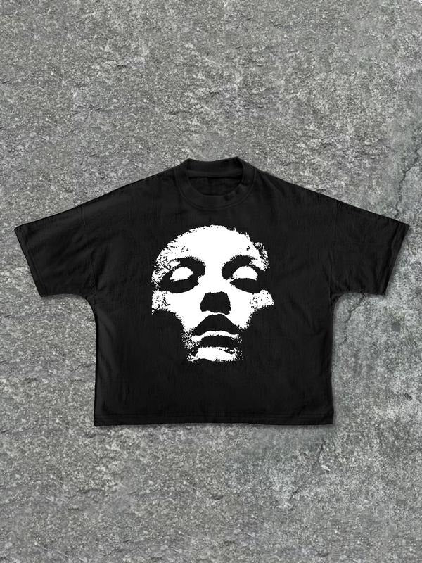 Men's Regular Fit Skull Print Round Neck Tee, Casual Comfy Short Sleeve T-shirt for Daily Wear, Men's Top for All...