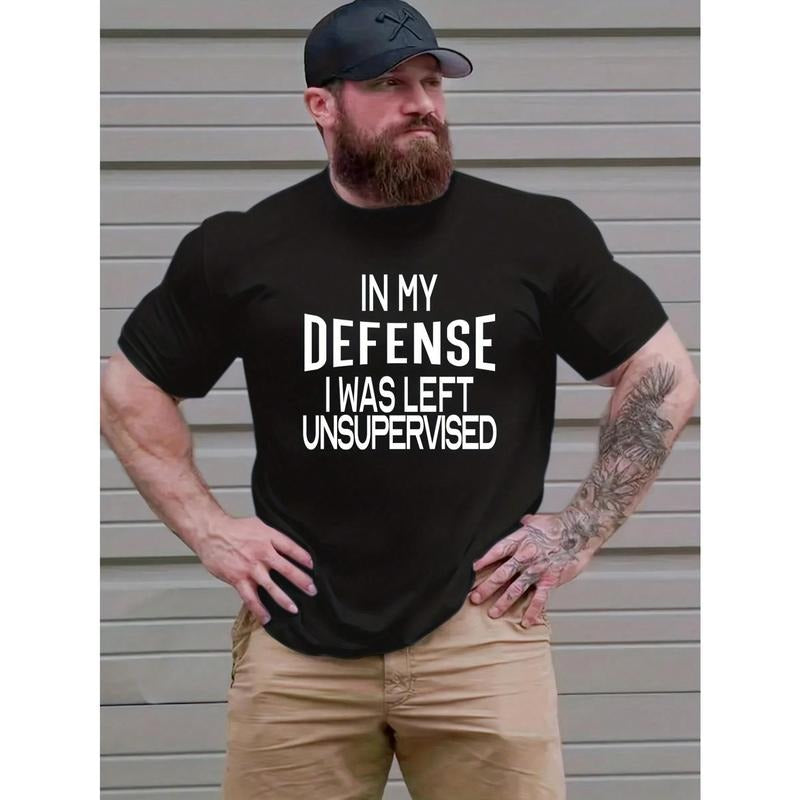 Men's Slogan Print Round Neck Short Sleeve Casual T-Shirt Made in USA Hoodie Sweatshirt | PrintMintTees.com