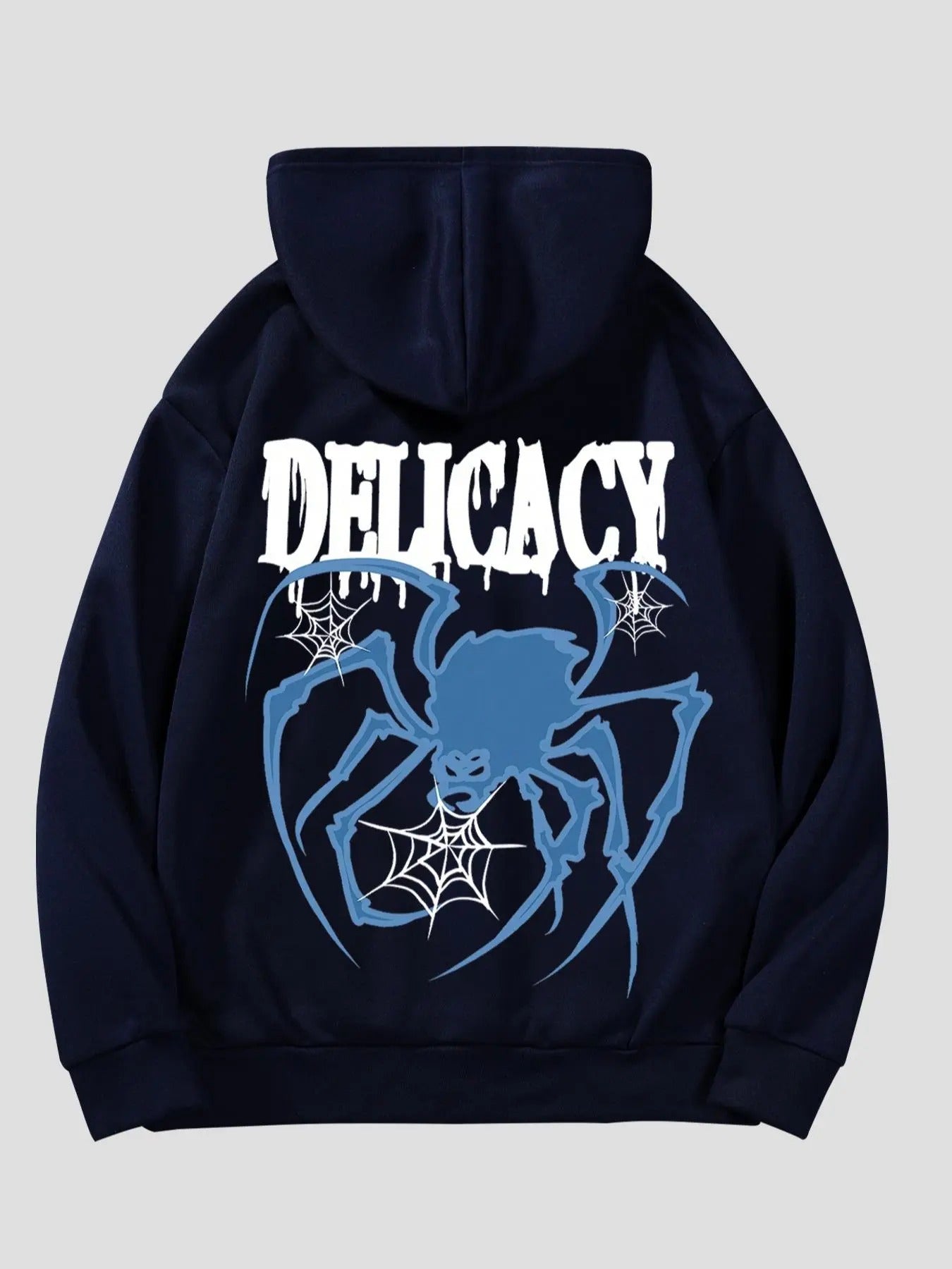 Men's Spider & Letter Print Drawstring Hoodie, Regular Fit Casual Pocket Long Sleeve Hooded Sweatshirt, Men Clothes for...