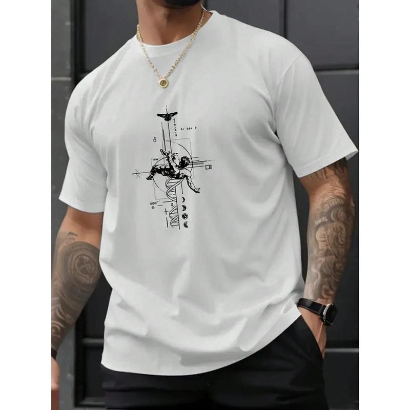 Men's Summer Casual Short Sleeve T-Shirt With Character Print Round Neck Made in USA Hoodie Sweatshirt | PrintMintTees.com