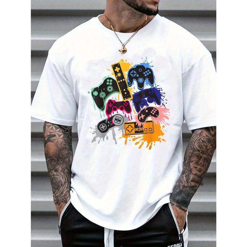 Men's Summer Game Console Printed Round Neck Short Sleeve Casual T-Shirt Made in USA Hoodie Sweatshirt | PrintMintTees.com