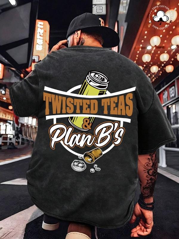 Men's Twisted Teas & Plan B's Graphic Print Round Neck Tee, Regular Fit Casual Short Sleeve T-shirt, Men's Summer Top for...