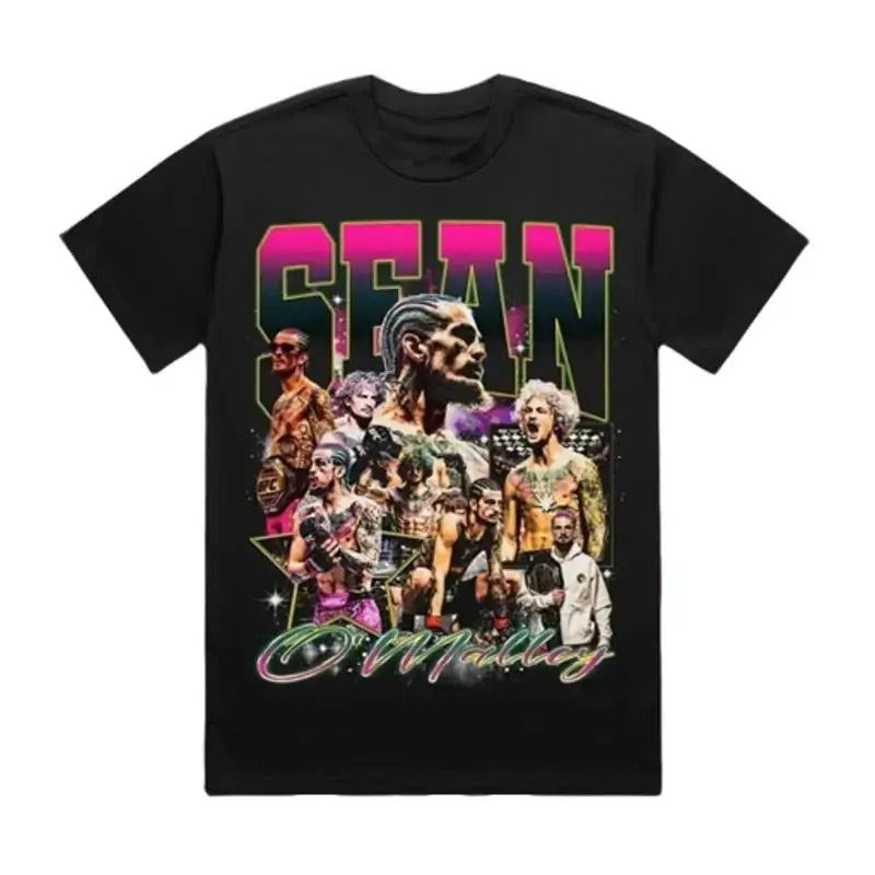Men's UFC Black Sean O'Malley Quasar Graphic T-Shirt, Full Size, Full Color Tshirt Cotton Hoodie Sweatshirt