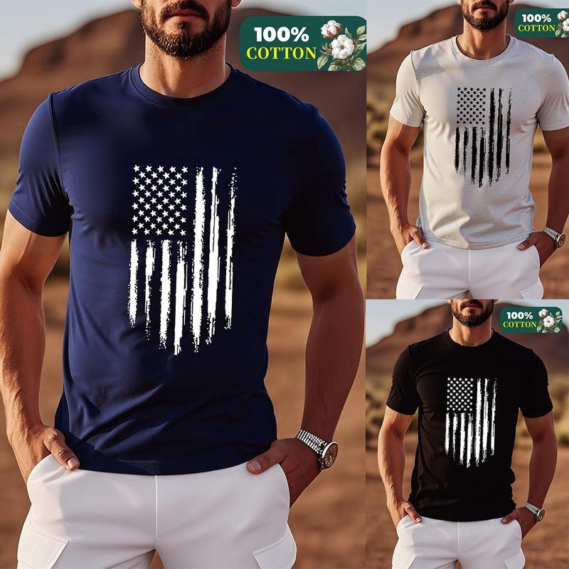 Men's USA Flag Graphic T-shirt Casual Cotton Blend Tops For 4th of July Independence Day DY4 Hoodie Sweatshirt