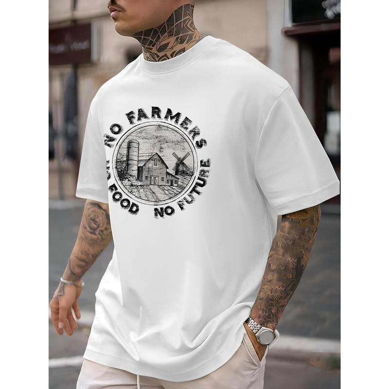 Men's Vintage Fashion T-Shirt, Round Neck Short Sleeve, Regular Fit, Casual Outdoor, Sporty Style, Adult, Summer,...