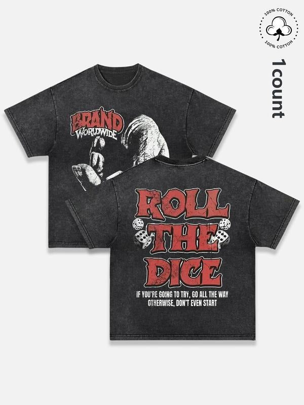 Men's Vintage Graphic Print Round Neck Tee, Regular Fit Casual Short Sleeve T-shirt, Men's Summer Top for Daily Wear,...