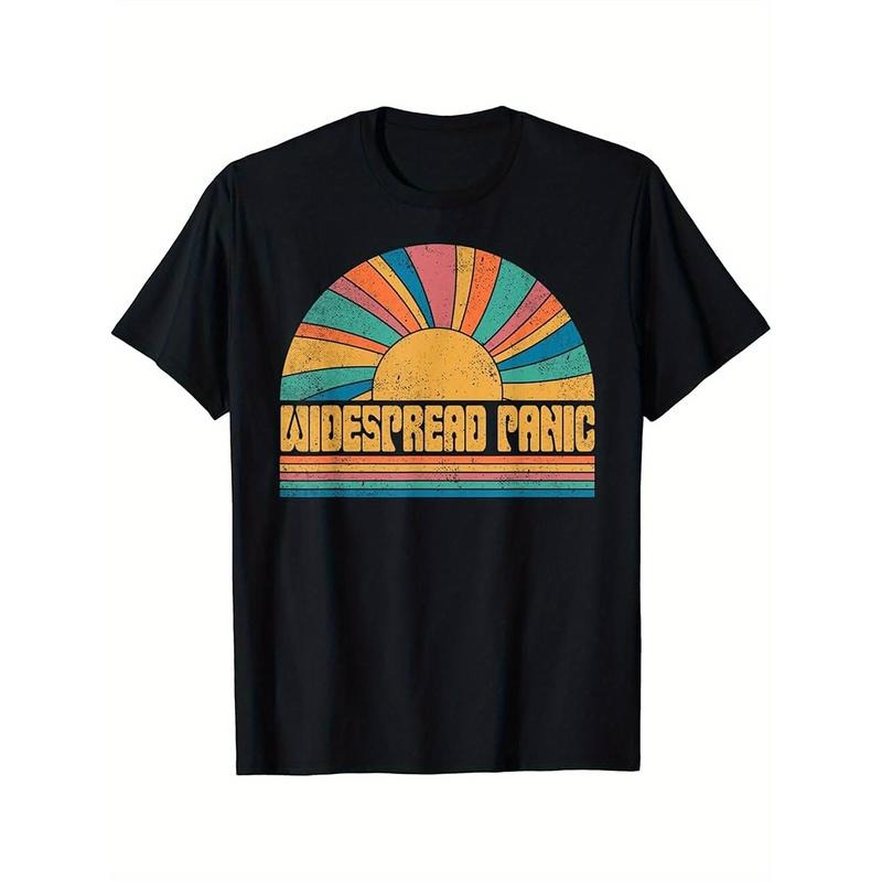 Men's Widespread Panic Print High Quality Cotton Classic Fit Words Novelty Vintage Pattern Tee Retro Chill Breathable...
