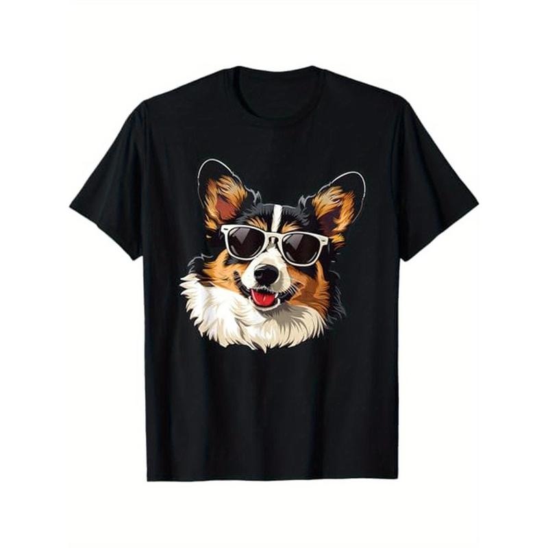 Men's cotton casual T-shirt Cardigan Welsh Corgi Dog Sunglasses T-Shirt made in usa Hoodie Sweatshirt | PrintMintTees.com