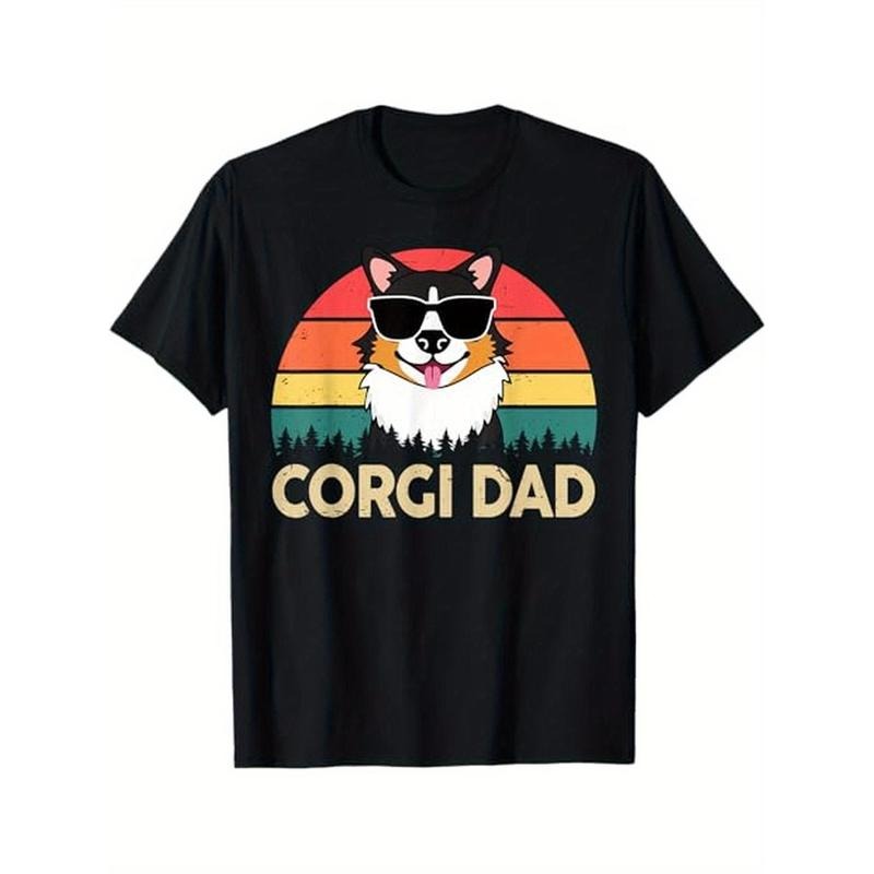 Men's cotton casual T-shirt Corgi-Shirt Corgi Dad Funny Father Day Gift for Lover Men T-Shirt made in usa Hoodie Sweatshirt