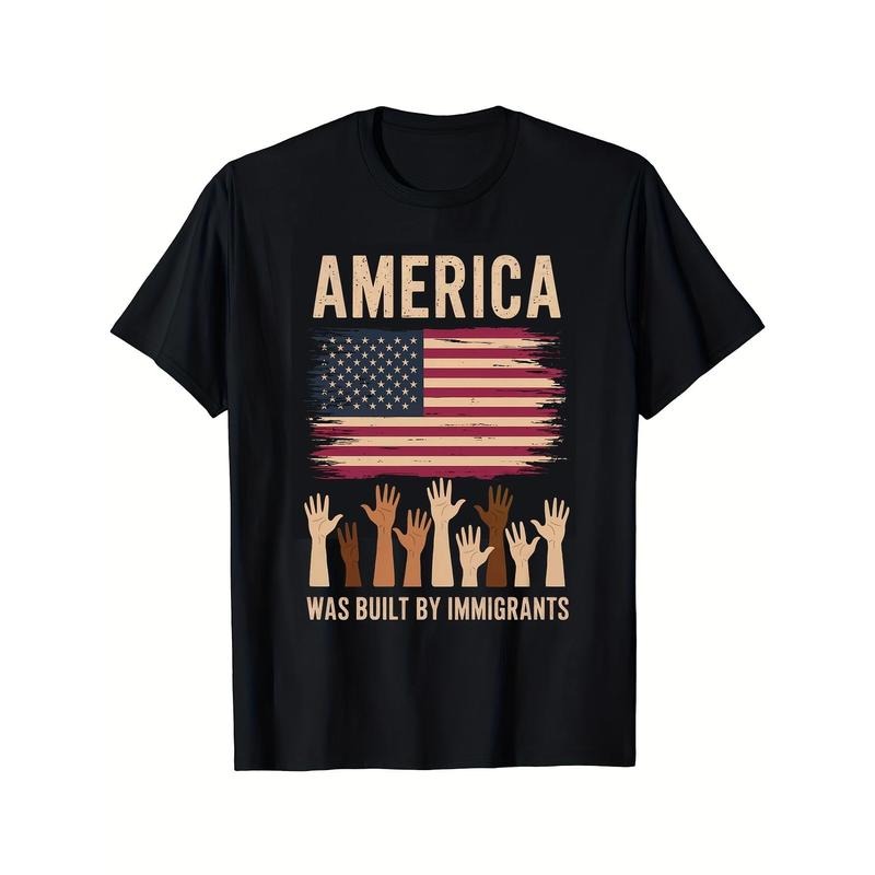 Men'sWomen's Patriotic American Flag Graphic T-Shirt