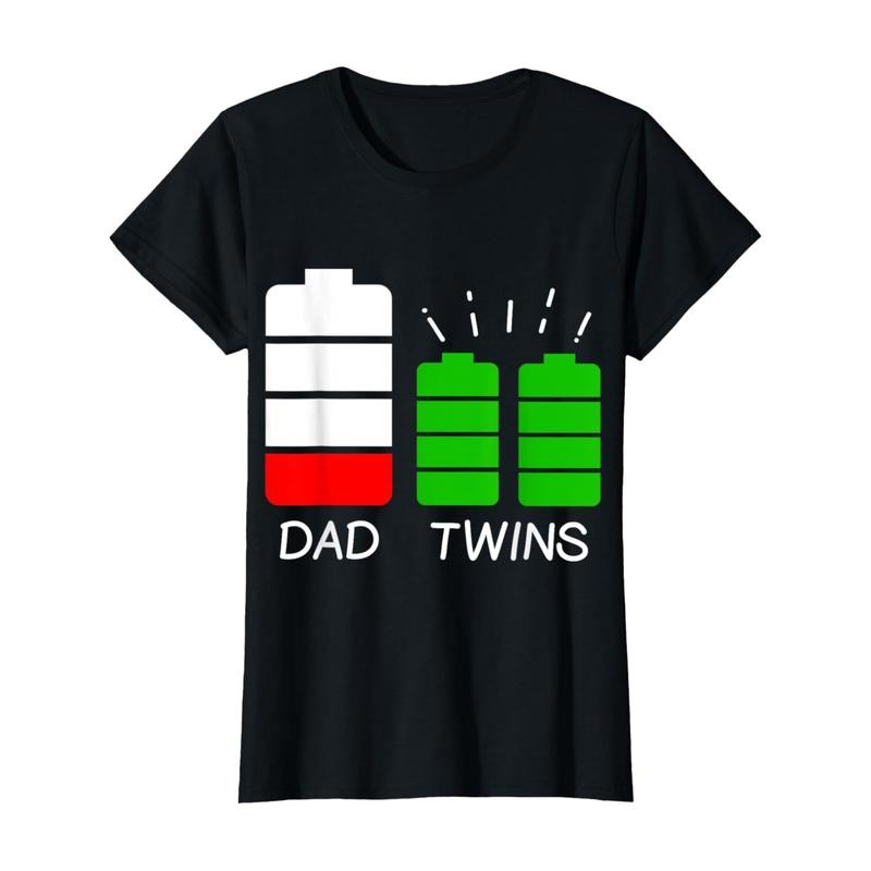 Men'sWomen's Tired Dad of Twins Low Battery Graphic T-Shirt