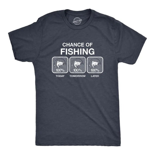 Mens 100% Chance Of Fishing T Shirt Funny Outdoor Fishing Novelty Camp Tee Mens Funny T Shirts Cool Tees Soft Stylish...