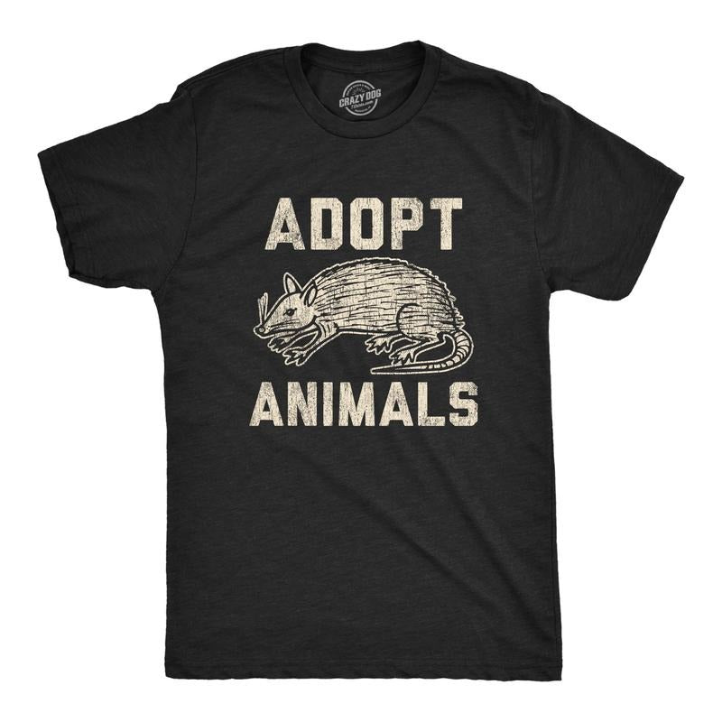 Mens Adopt Animals Humor T shirt Funny Opossum Trash Graphic Novelty Tee Hoodie Sweatshirt | PrintMintTees.com