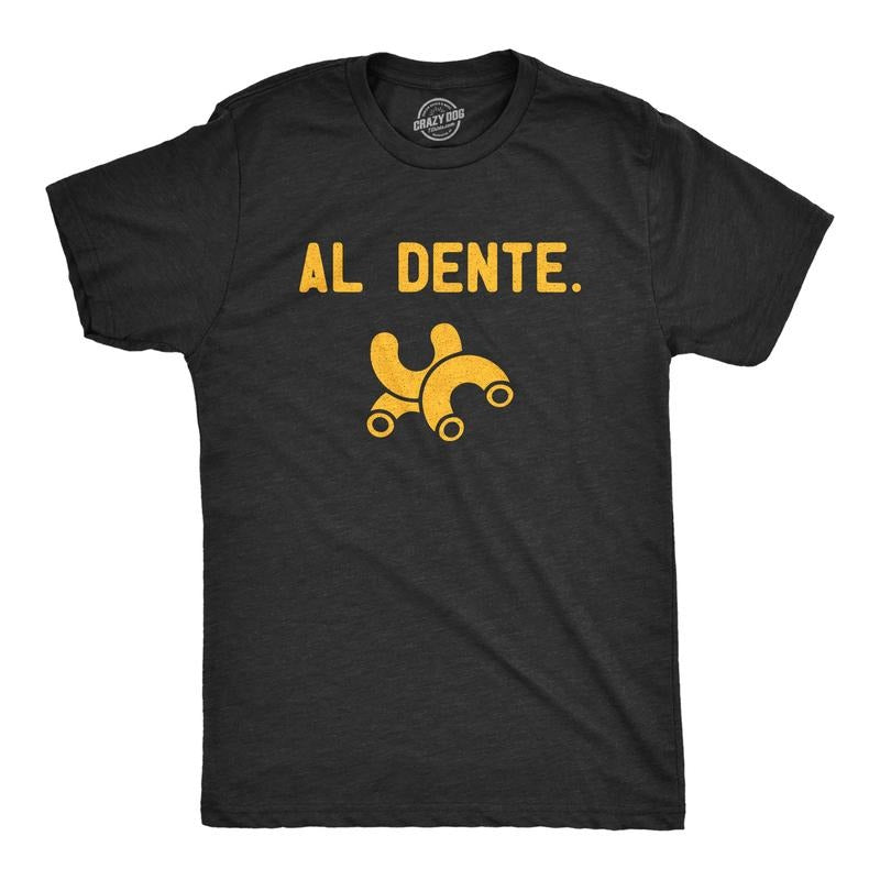 Mens Al Dente T Shirt Funny Macaroni Cooked Pasta Graphic Novelty Tee For Guys Mens Funny T Shirts Cool Tees Soft Stylish...