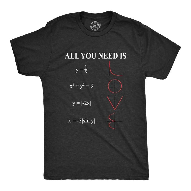 Mens All You Need Is Love Equation T Shirt Funny Nerdy Math Tee Mens Funny T Shirts Cool Tees Soft Stylish Casual...