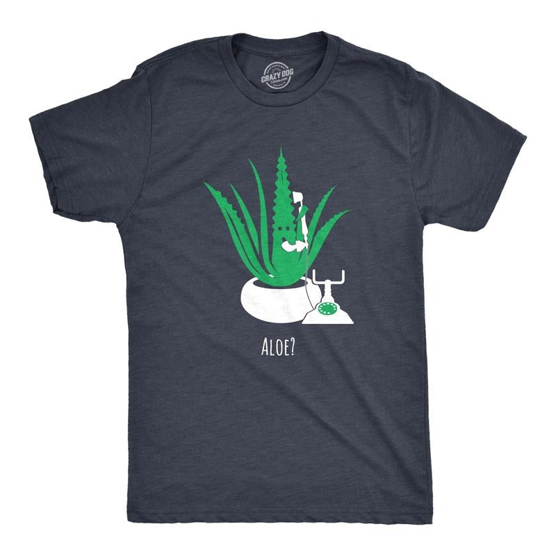 Mens Aloe Phone Call T Shirt Funny Sarcastic Plant Greeting Graphic Novelty Tee for Guys Mens Funny T Shirts Cool Tees...