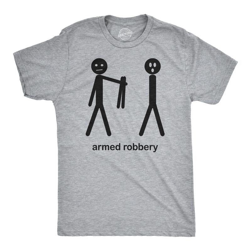 Mens Armed Robbery Funny Stick Figure Drawing Sarcastic Hilarious T shirt Mens Funny T Shirts Cool Tees Soft Stylish...