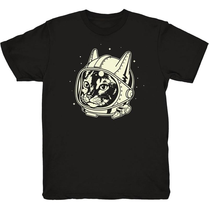 Mens Astro Cat T Shirt Funny Cool Graphic Printed Guys Tee Black made in usa Hoodie Sweatshirt | PrintMintTees.com