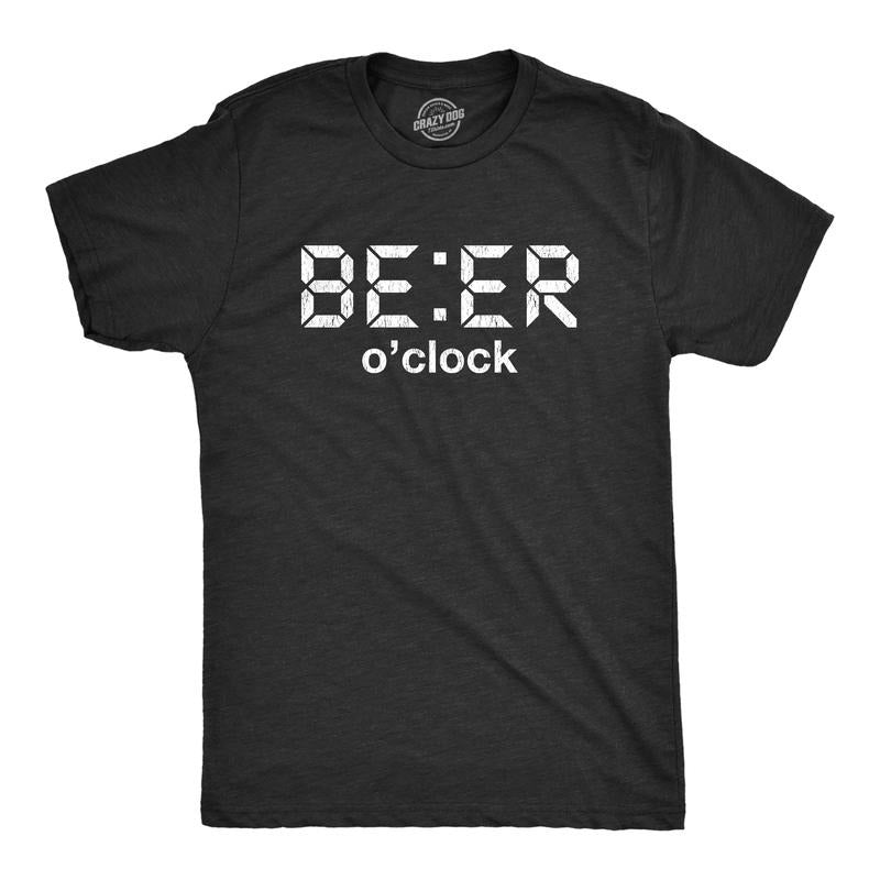 Mens Beer O'Clock T Shirt Funny Party Drinking Craft Brew IPA Novelty Graphic Clock Tee Mens Funny T Shirts Cool Tees...