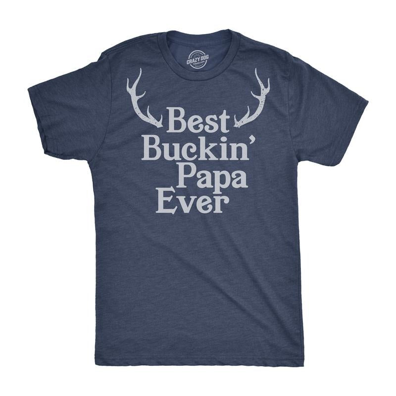 Mens Best Buckin Papa Ever T shirt Funny Fathers Day Hunting Tee Hunter Gift Dad Mens Funny T Shirts Cool Tees Soft...