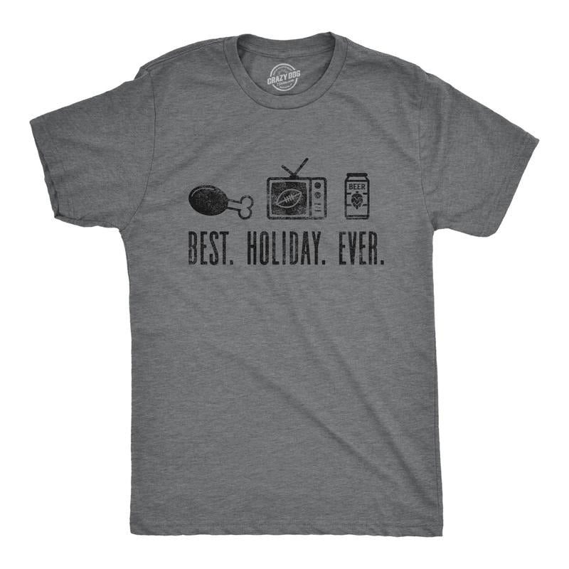Mens Best Holiday Ever Tshirt Funny Thanksgiving Football Drinking Graphic Tee Hoodie Sweatshirt | PrintMintTees.com