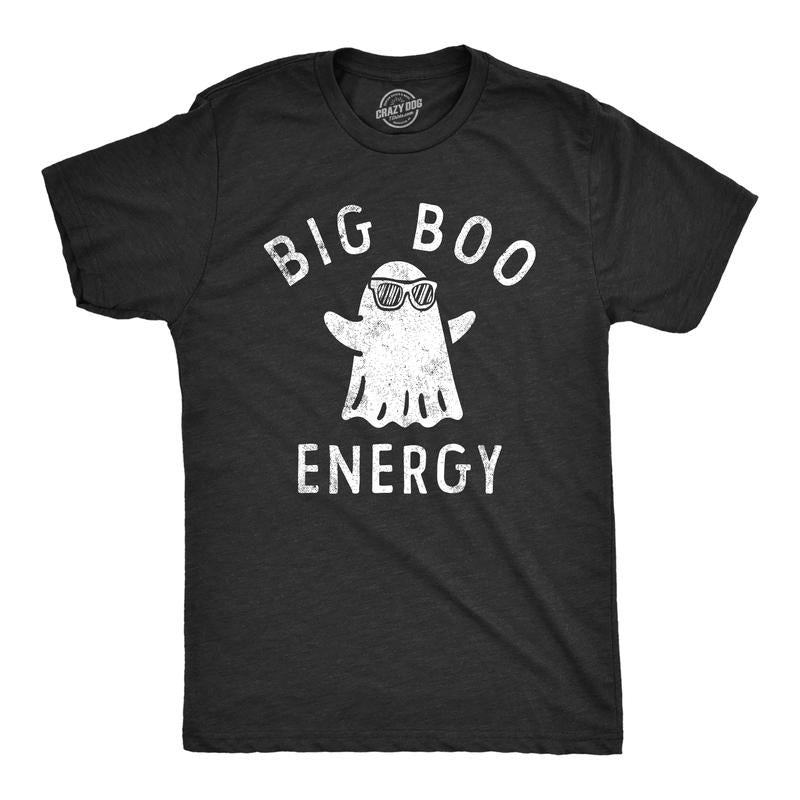 Mens Big Boo Energy T Shirt Funny Spooky Halloween Bed Sheet Ghost Tee For Guys Mens Funny T Shirts Cool Tees Soft...