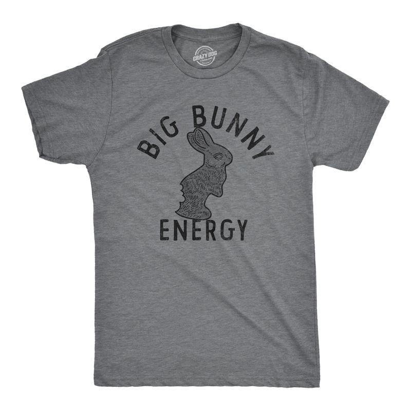 Mens Big Bunny Energy T Shirt Funny Easter Sunday Chocolate Rabbit Vibes Tee For Guys Mens Funny T Shirts Cool Tees Soft...