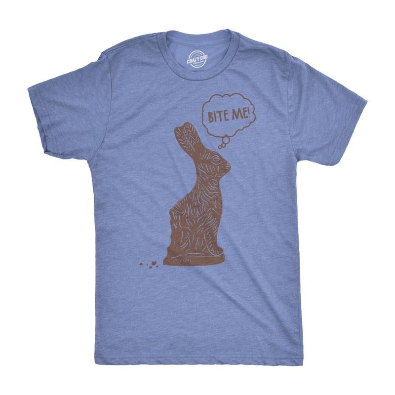 Mens Bite Me Chocolate Easter Bunny T Shirt Funny Sassy Candy Hilarious Tee Mens Funny T Shirts Cool Tees Soft Stylish...