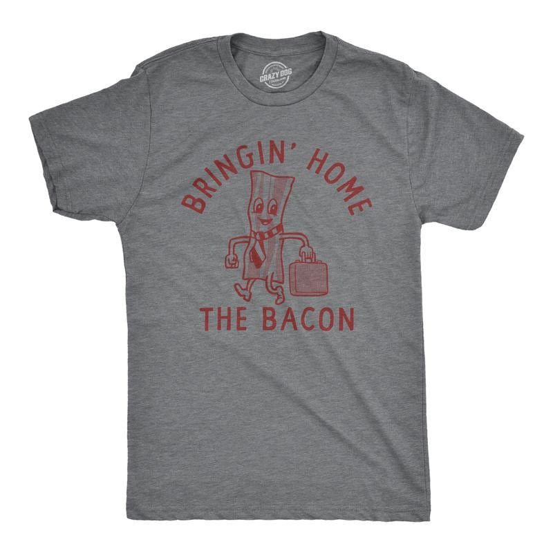 Mens Bringing Home The Bacon T Shirt Funny Office Job Business Man Money Joke Tee for Guys Mens Funny T Shirts Cool Tees...
