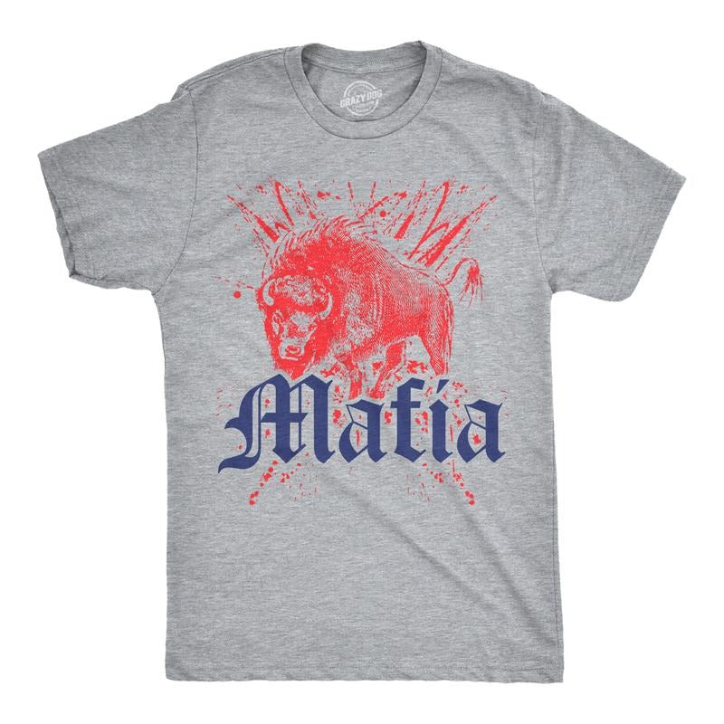 Mens Buffalo Mafia T Shirt Funny Football Graphic Novelty Tee for Guys Mens Funny T Shirts Cool Tees Soft Stylish Casual...