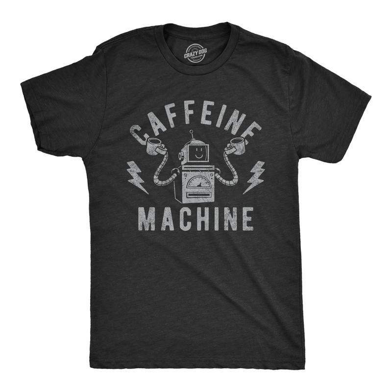 Mens Caffeine Machine T Shirt Funny Robot Coffee Lovers Joke Tee for Guys Mens Funny T Shirts Cool Tees Soft Stylish...