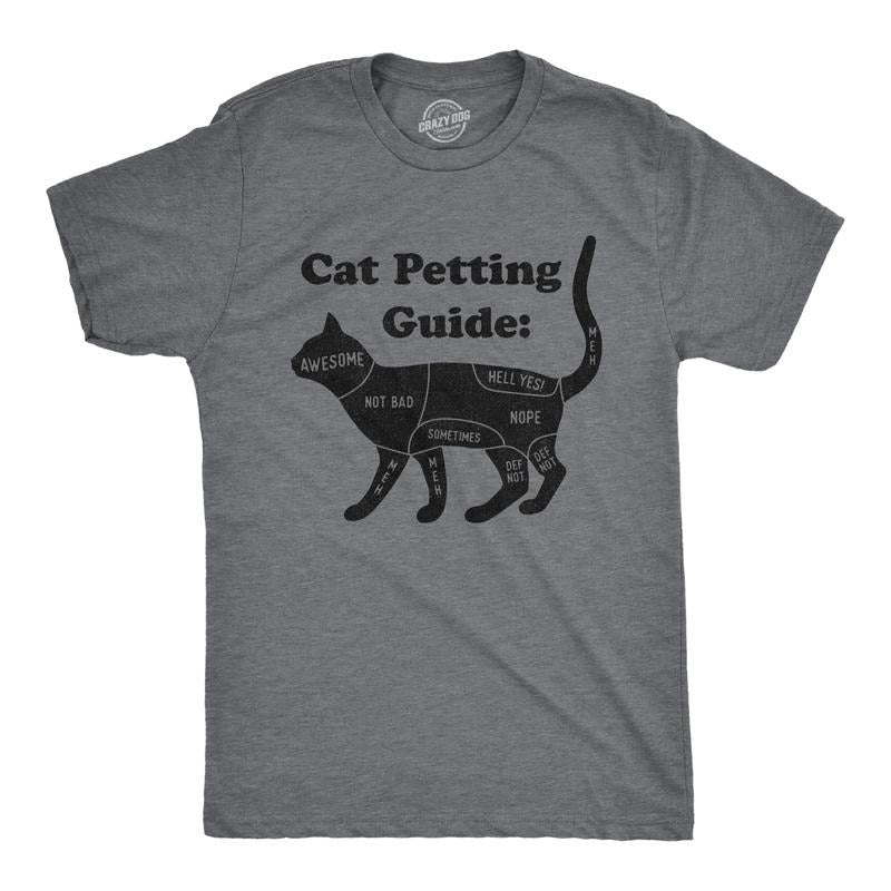 Mens Cat Petting Guide T Shirt Funny Pet Kitty Lover Crazy Cat Lady Novelty Tee Mens Funny T Shirts Cool Tees Soft...