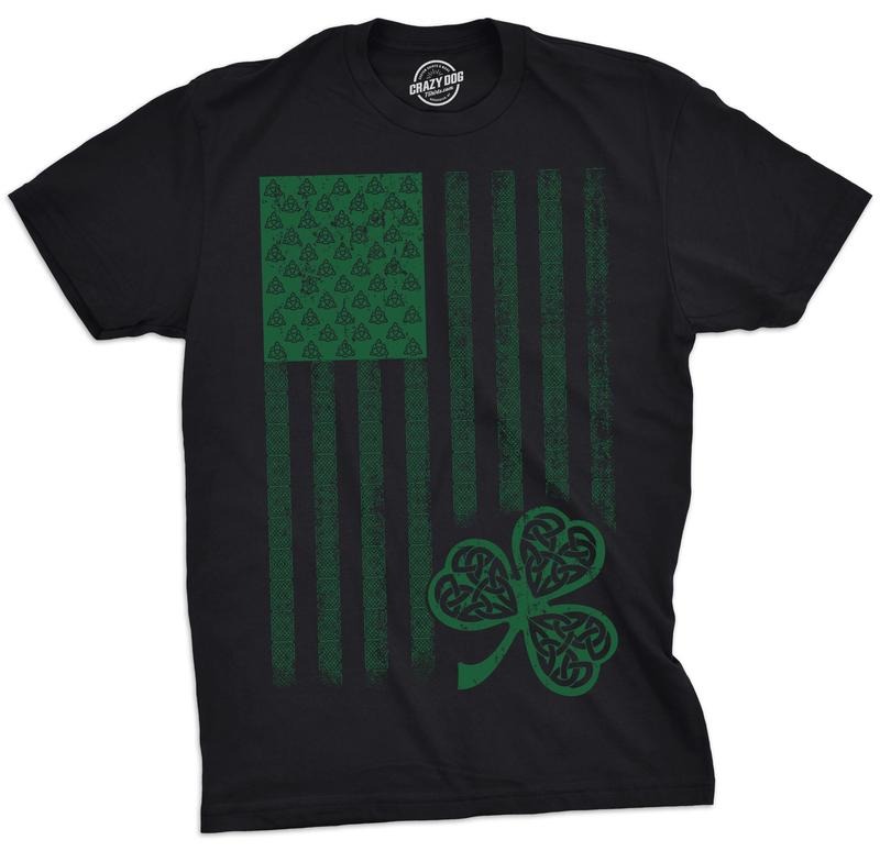 Mens Celtic USA Flag T Shirt Clover Graphic Cool Saint Patricks Day Tee for Guys Mens Funny T Shirts Cool Tees Soft...