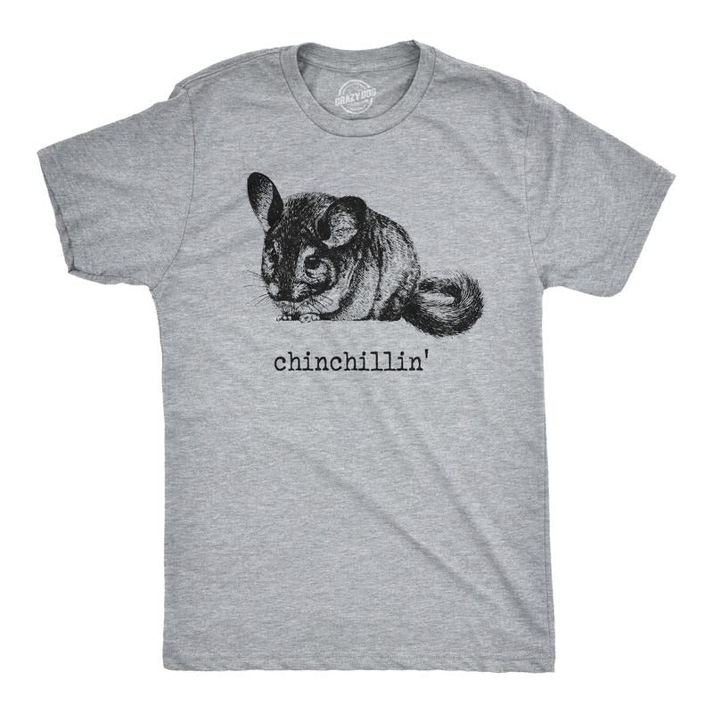 Mens Chinchillin T shirt Funny Chinchilla Animal Lover Graphic Vintage Cool Tee Mens Funny T Shirts Cool Tees Soft...
