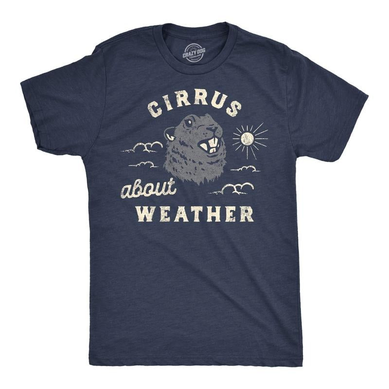 Mens Cirrus About Weather T Shirt Funny Ground Hogs Day Cloudy Shadow Joke Tee For Guys Mens Funny T Shirts Cool Tees...