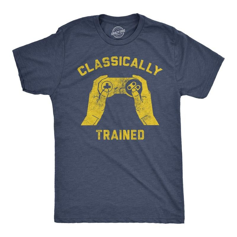 Mens Classically Trained T shirt Funny Gaming Gift Nerd Gamer Retro Geek Tee Mens Funny T Shirts Cool Tees Soft Stylish...