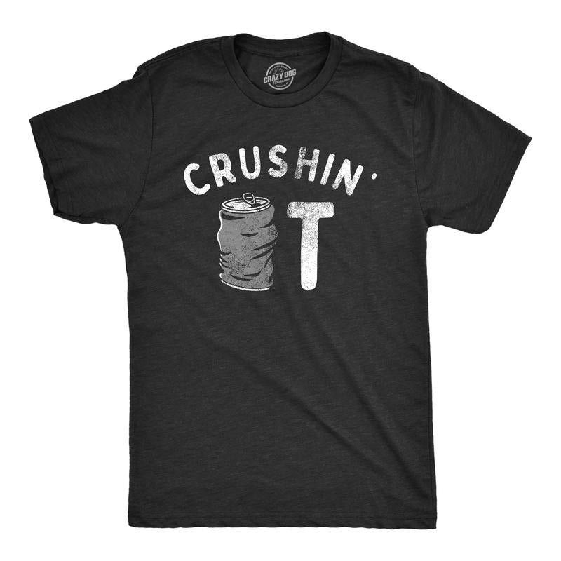 Mens Crushin It T Shirt Funny Beer Drinking Smashed Can Party Tee For Guys Mens Funny T Shirts Cool Tees Soft Stylish...