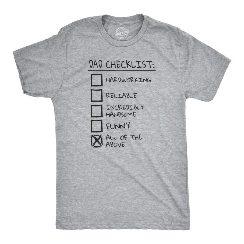 Mens Dad Checklist T Shirt Funny Fathers Day Tee Dad Gift Ideas Mens Funny T Shirts Cool Tees Soft Stylish Casual...