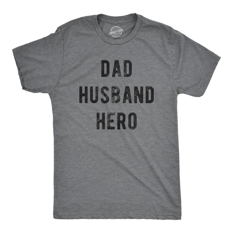 Mens Dad Husband Hero T Shirt Funny Fathers Day Gift for Papa Awesome Pop Graphic Tee Mens Funny T Shirts Cool Tees Soft...