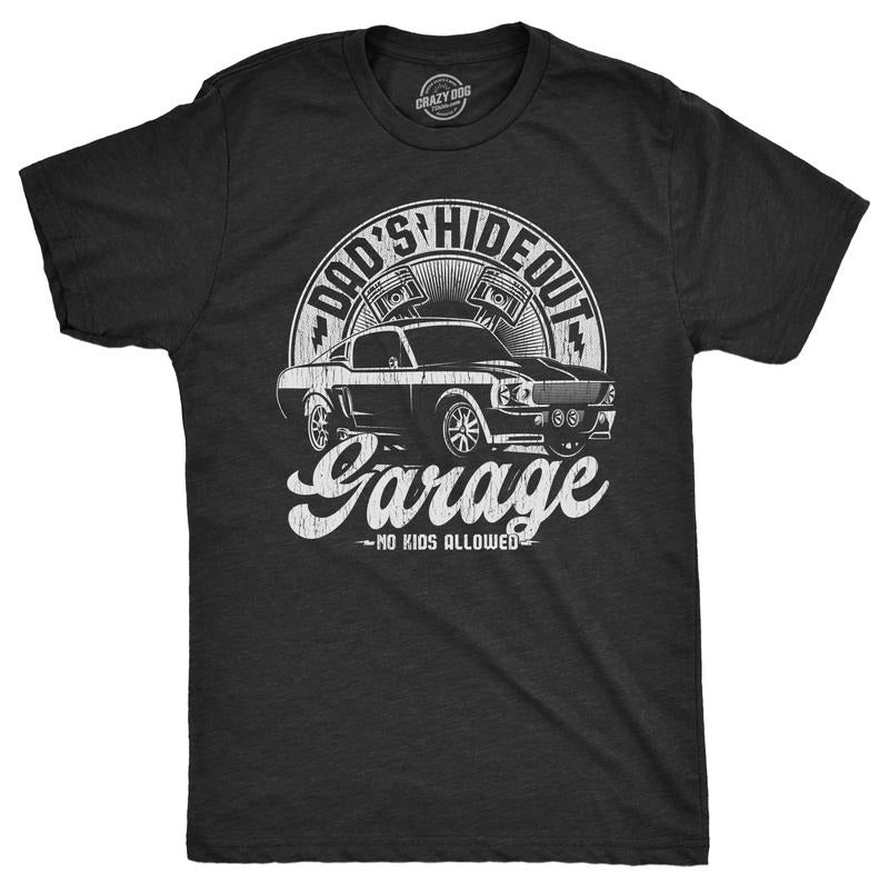 Mens Dads Hideout Garage T Shirt Funny Fathers Day Gift Car Guy Mechanic Tee for Guys Mens Funny T Shirts Cool Tees Soft...