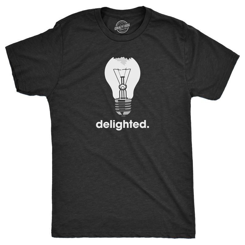 Mens Delighted T Shirt Funny Broken Smashed Light Bulb Joke Tee For Guys Mens Funny T Shirts Cool Tees Soft Stylish...