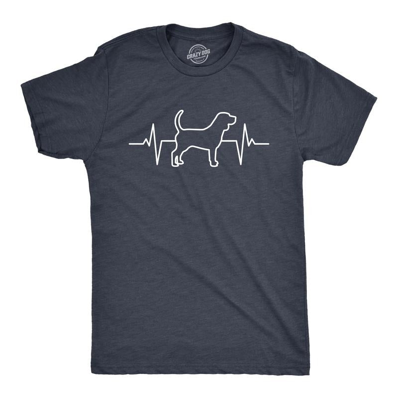 Mens Dog Heart Beat T Shirt Funny Cool Puppy Pet Lover Tee For Guys Mens Funny T Shirts Cool Tees Soft Stylish Casual...