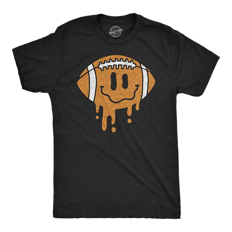 Mens Dripping Football Smile Funny T Shirts Sports Graphic Tee For Men Mens Funny T Shirts Cool Tees Soft Stylish Casual...