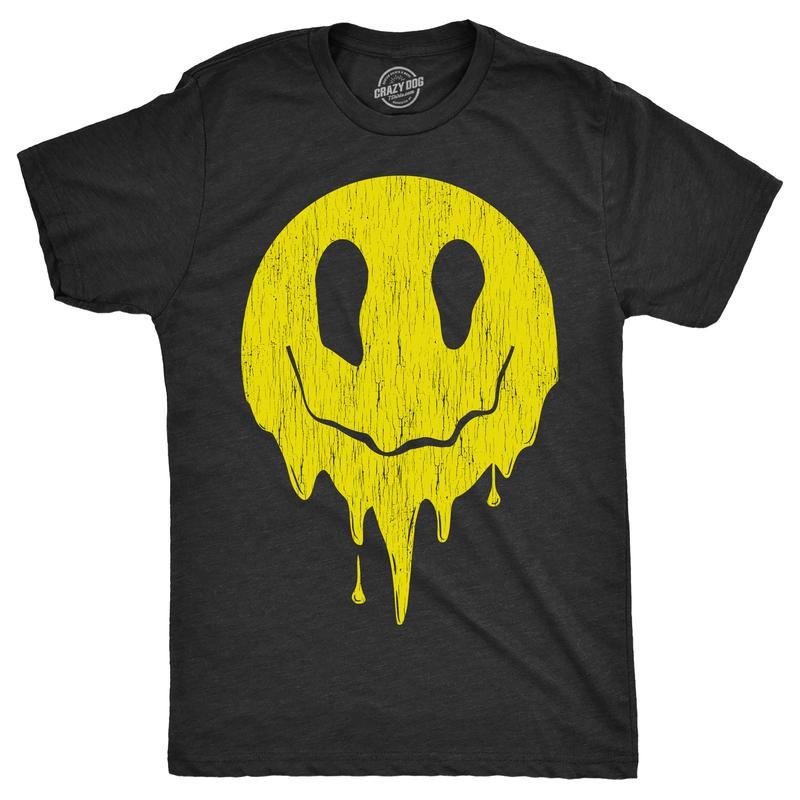 Mens Dripping Smile T Shirt Funny Melting Smiling Face Tee For Guys Mens Funny T Shirts Cool Tees Soft Stylish Casual...