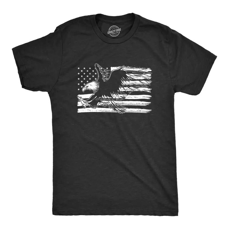 Mens Eagle Over Grunge Flag Funny T shirts Vintage Cool Novelty Shirts USA T shirt Mens Funny T Shirts Cool Tees Soft...