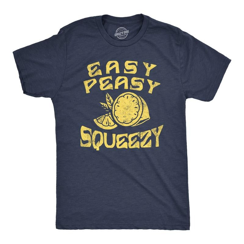 Mens Easy Peasy Lemon Squeezy T Shirt Funny Relaxed Lemons Saying Joke Tee for Guys Mens Funny T Shirts Cool Tees Soft...