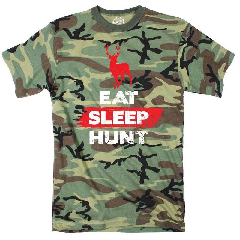 Mens Eat Sleep Hunt Funny Deer Hunting Camouflage Print T shirt Mens Funny T Shirts Cool Tees Soft Stylish Casual...